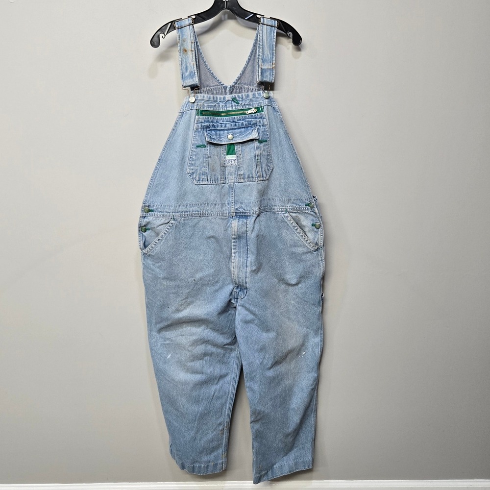VTG 90s Liberty Denim Bib Overalls‎ 46x24 Distressed Workwear Carpenter Utility
